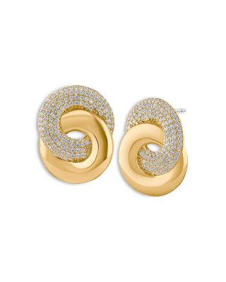 Pav&eacute; Interlocking Loop Drop Earrings
