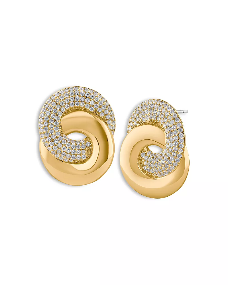 Kenneth Jay Lane Pave Interlocking Loop Drop Earrings