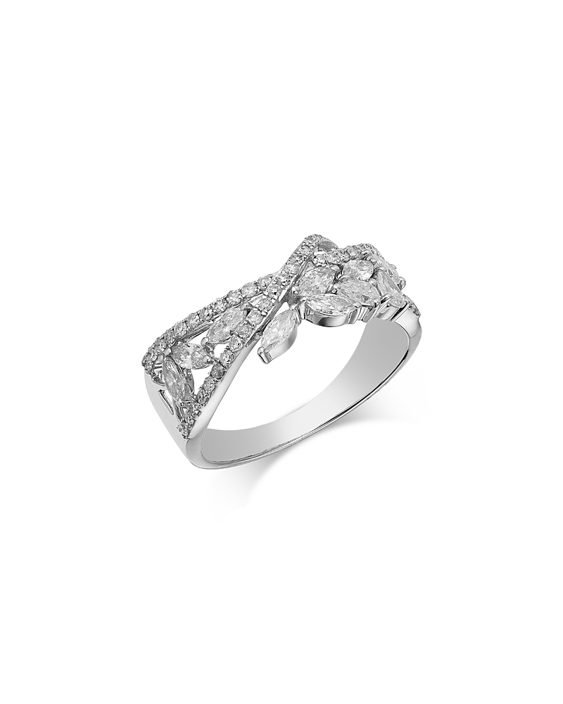 Bloomingdale's Fine Collection Diamond Mixed Cut Crossover Ring In 14k White Gold, 0.85 Ct. T. W.