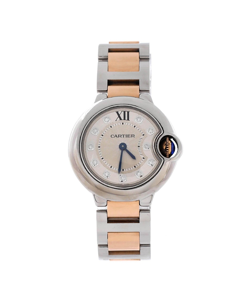 Pre-owned Pre-owned Cartier Cartier Ballon Bleu De Cartier Quartz Watch In Stainless Steel And Rose Gold With Diamond