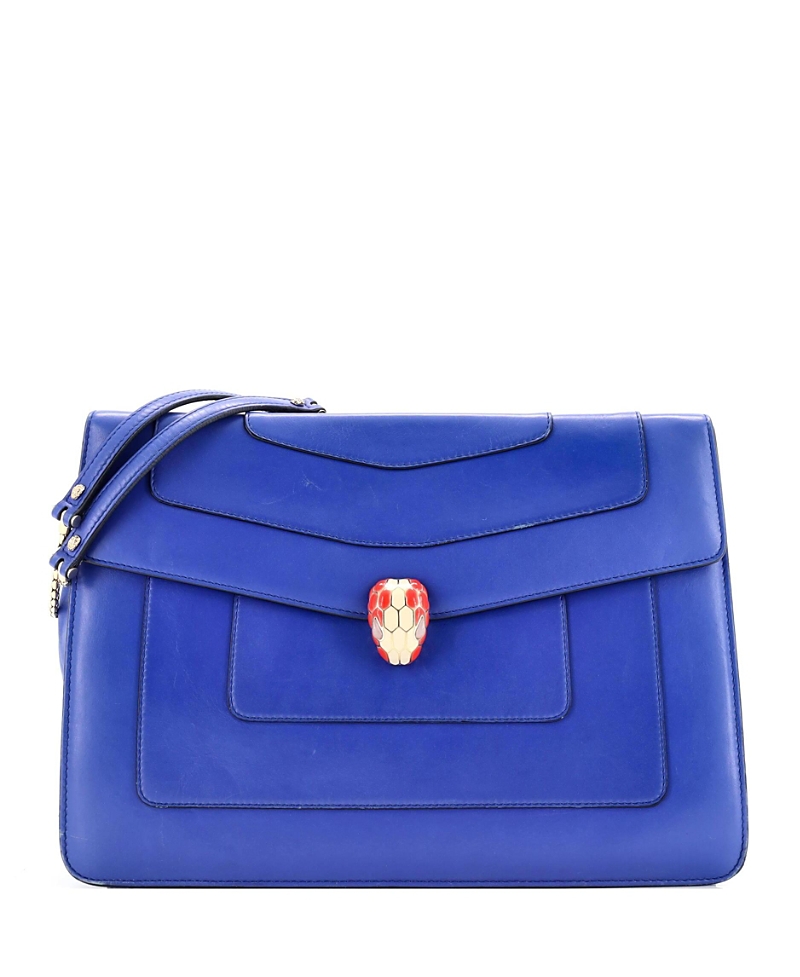 Pre-owned Pre-owned Bvlgari Bvlgari Large Serpenti Forever Double Flap Shoulder Bag Leather