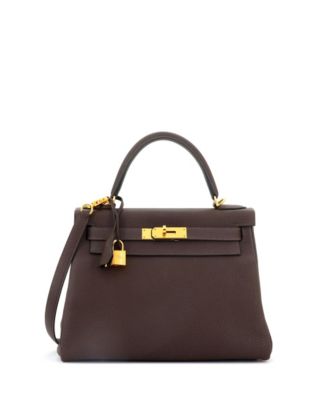 Pre-Owned HERMÈS - Kelly 28 Handbag Brown Togo with Gold Hardware