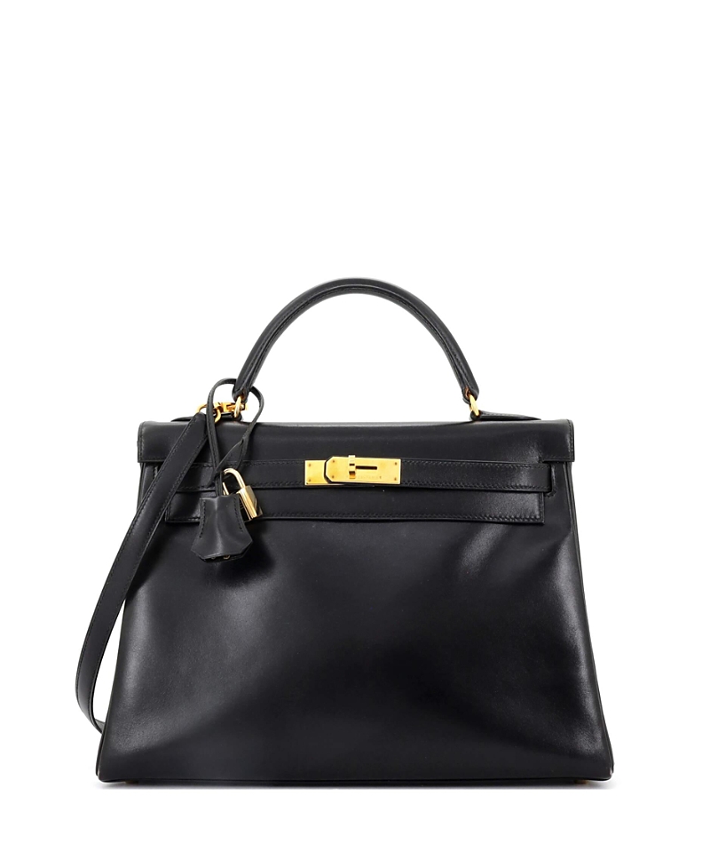 Pre-owned Pre-owned Hermes Hermes Kelly 32 Handbag Black Box Calf With Gold Hardware
