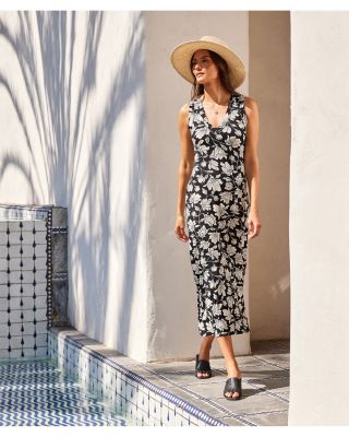 Sleeveless V Neck Midi Dress