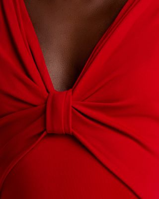 V Neck Ruched Column Dress