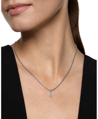 Micro Pav&eacute; Quatrefoil Amulet in Sterling Silver with Diamonds, 7.4mm