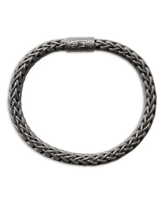 Sterling Silver Black Rhodium Icon Flat Bracelet, 11mm