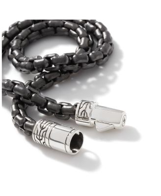 Sterling Silver Black Box Chain Bracelet, 4mm