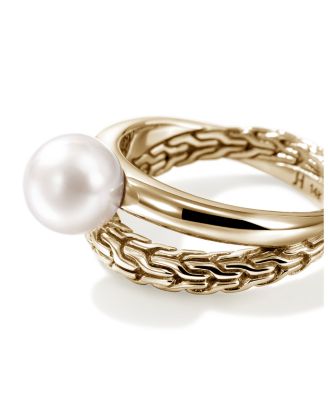 14K Yellow Gold JH Essential Cultured Freshwater Pearl Crossover Ring