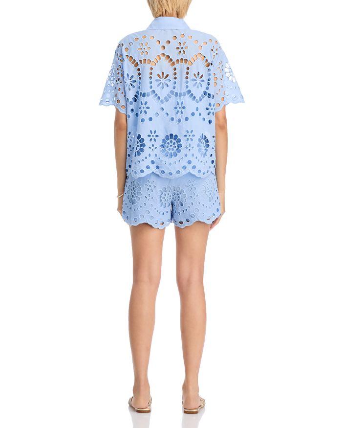 Floral Eyelet Short Sleeve Top - Exclusive