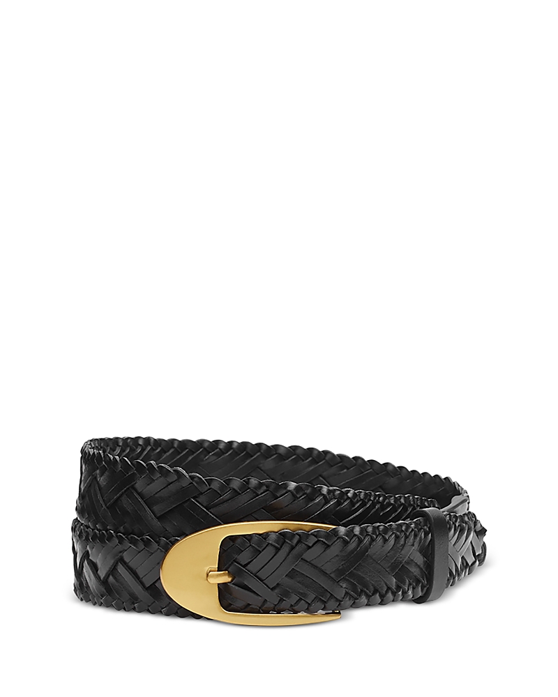 Rag & Bone Gemma Woven Leather Belt In Black