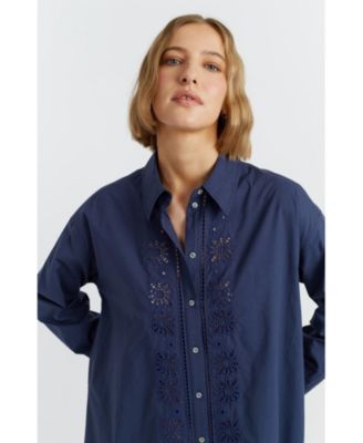 Women's Cotton Broderie Shirt Dress