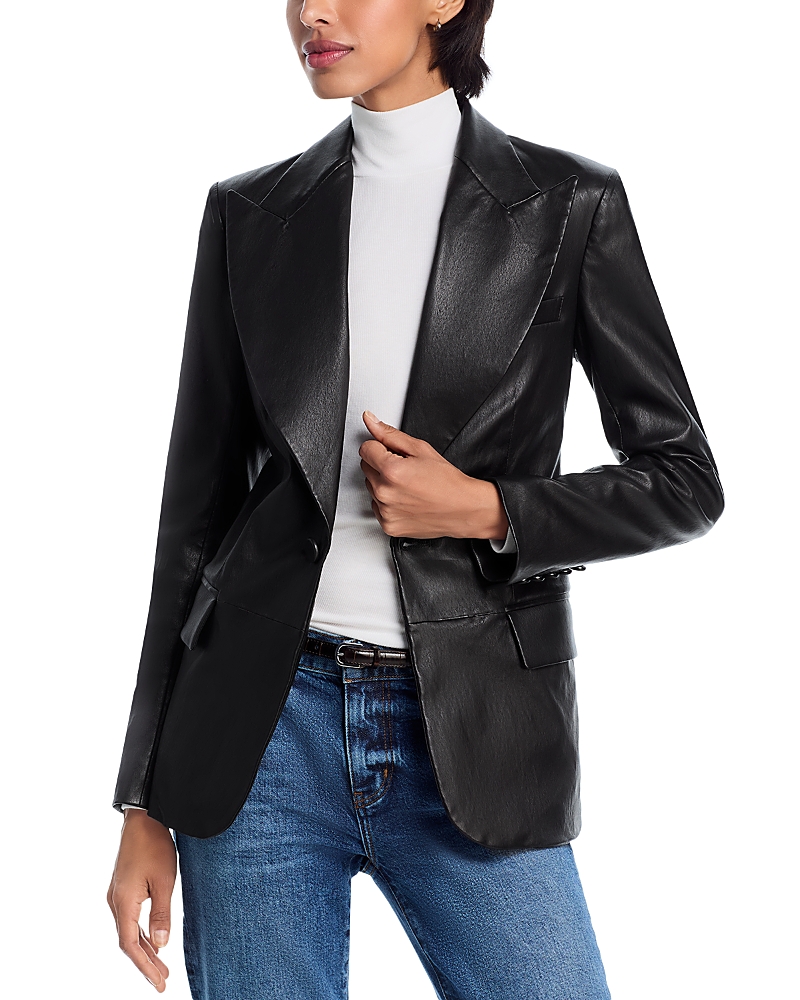 Frame The Peak Lapel Leather Jacket In Black