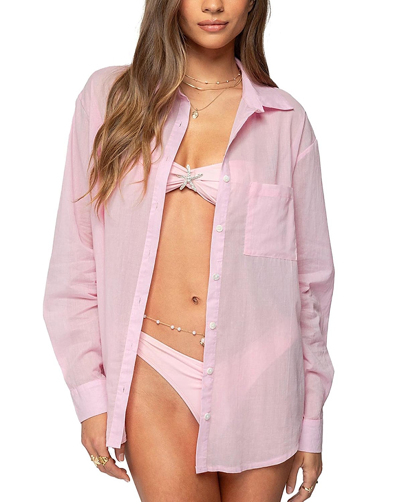 Shop Edikted Kellen Oversized Cotton Button Up Shirt