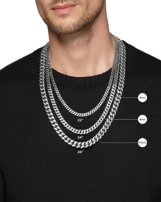 Men's Curb Chain Necklace in Sterling Silver, 8mm