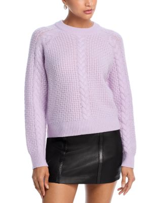 100% Cashmere Basketweave Cable Crewneck Sweater - Exclusive
