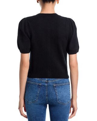 100% Cashmere Short Puff Sleeve Cardigan - Exclusive