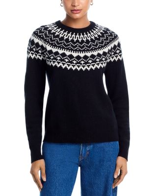 AQUA - Fair Isle Crewneck Cashmere Sweater - Exclusive