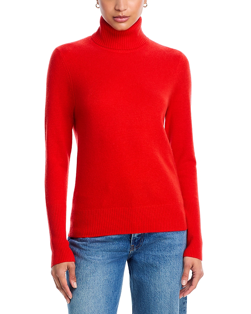Aqua Cashmere Turtleneck Cashmere Sweater - Exclusive In Red