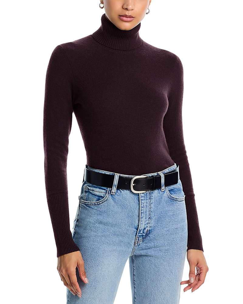 Aqua Cashmere Turtleneck Cashmere Sweater - Exclusive In Purple