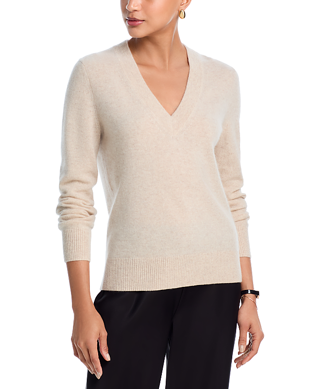 Aqua 100% Cashmere V Neck Sweater - Exclusive