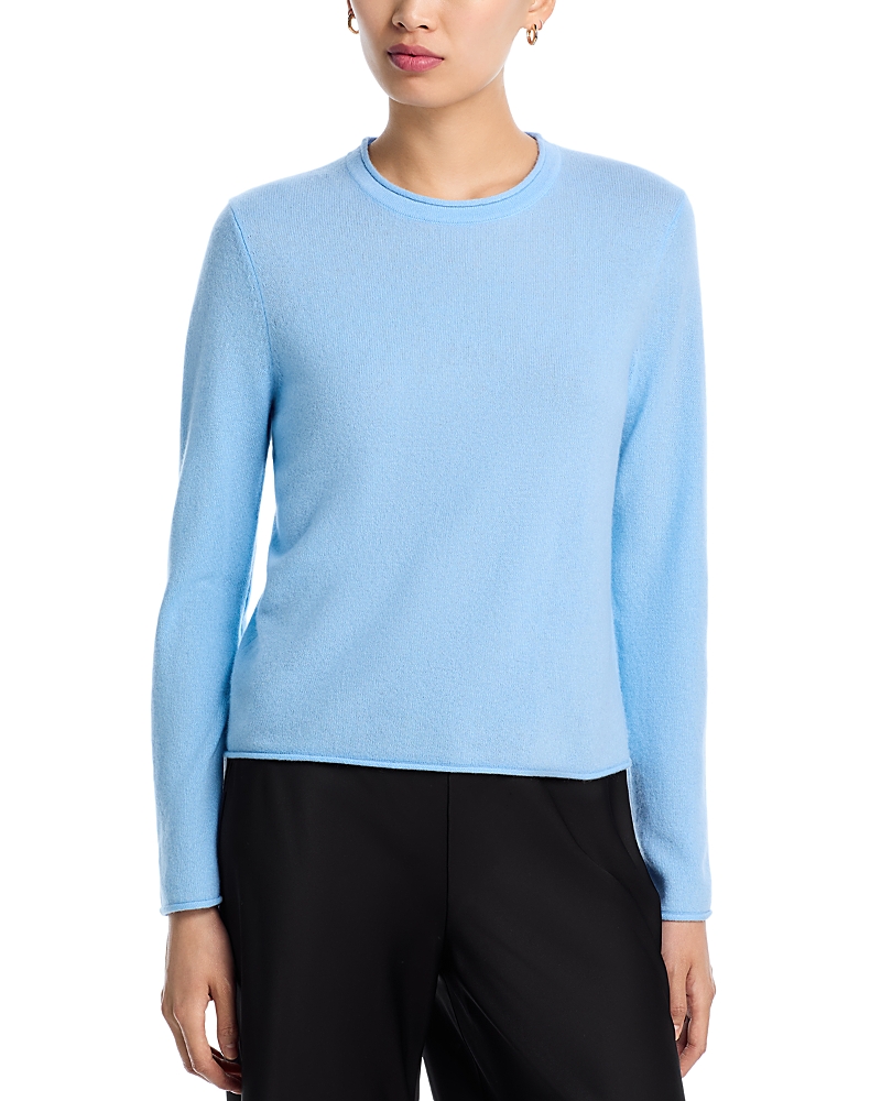 AQUA ROLLED EDGE CASHMERE SWEATER - EXCLUSIVE