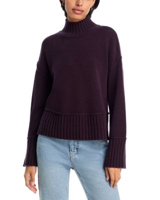 100% Cashmere Boxy Mock Neck Sweater - Exclusive