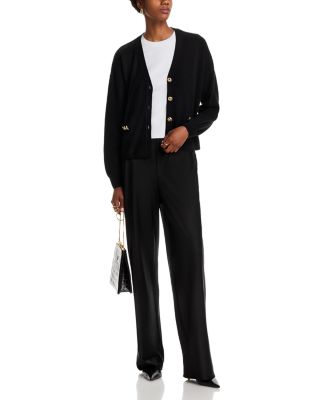 100% Cashmere Hardware Trim V Neck Cardigan - Exclusive