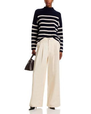 100% Cashmere Rollneck Striped Sweater - Exclusive