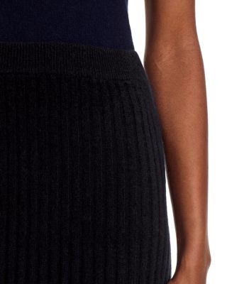 100% Cashmere Ribbed Midi Skirt - Exclusive