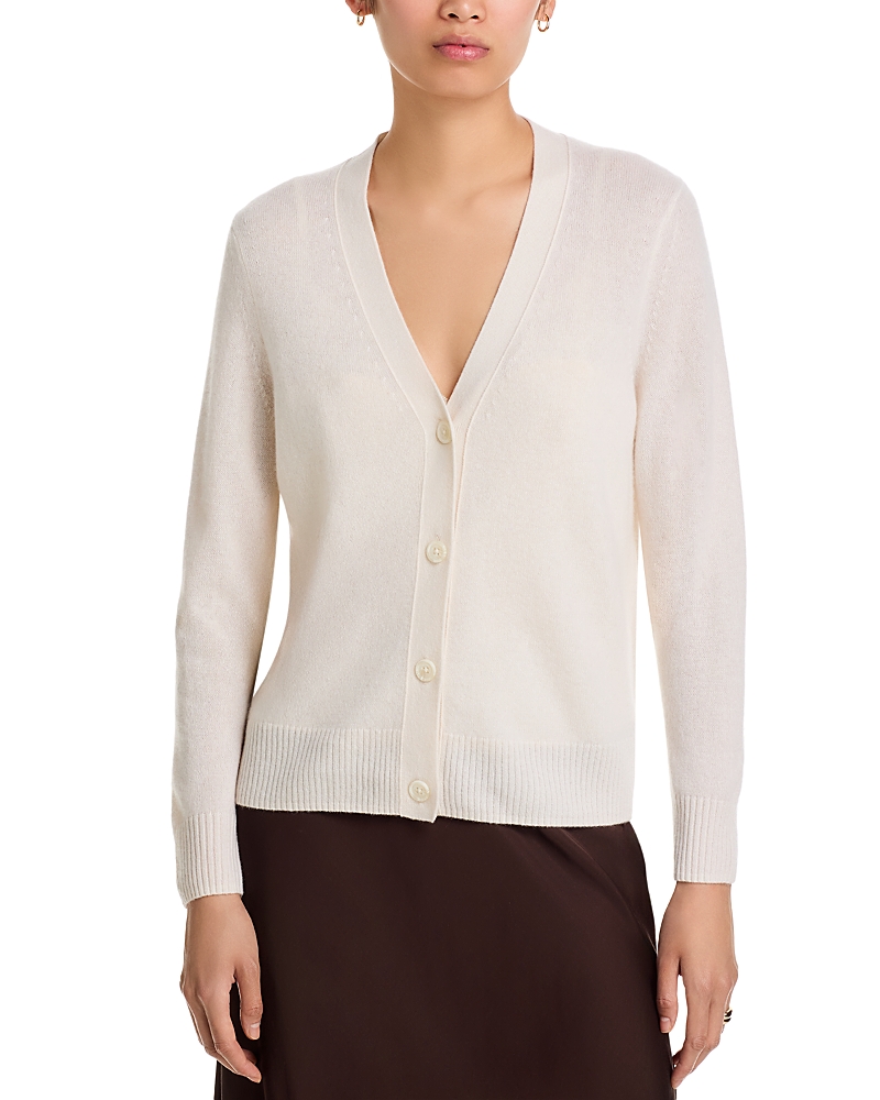 C By Bloomingdale's Cashmere Grandmother Cashmere V Neck Cardigan Sweater - Exclusive In White