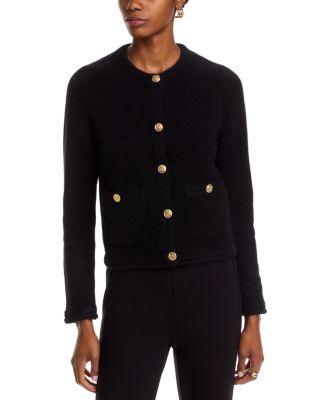 100% Cashmere Chevron Trim Cardigan - Exclusive