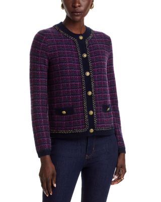 100% Cashmere Tweed Crewneck Cardigan - Exclusive