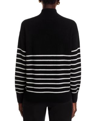 100% Cashmere Mock Neck Quarter Zip Striped Sweater - Exclusive