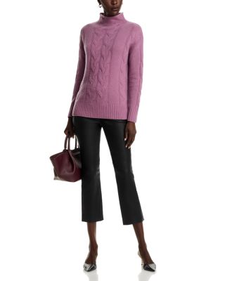 100% Cashmere Mock Neck Cable Sweater - Exclusive