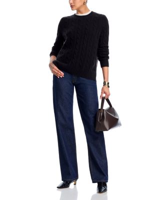 100% Cashmere Cable Knit Crewneck Sweater - Exclusive