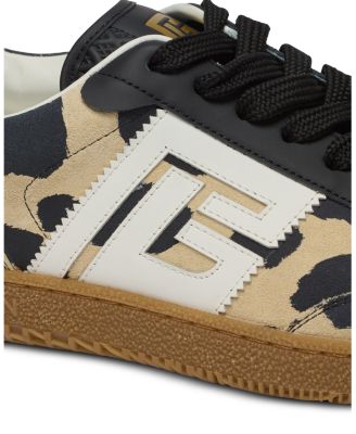 Women's Swan Leopard Print Suede Leather Trainers