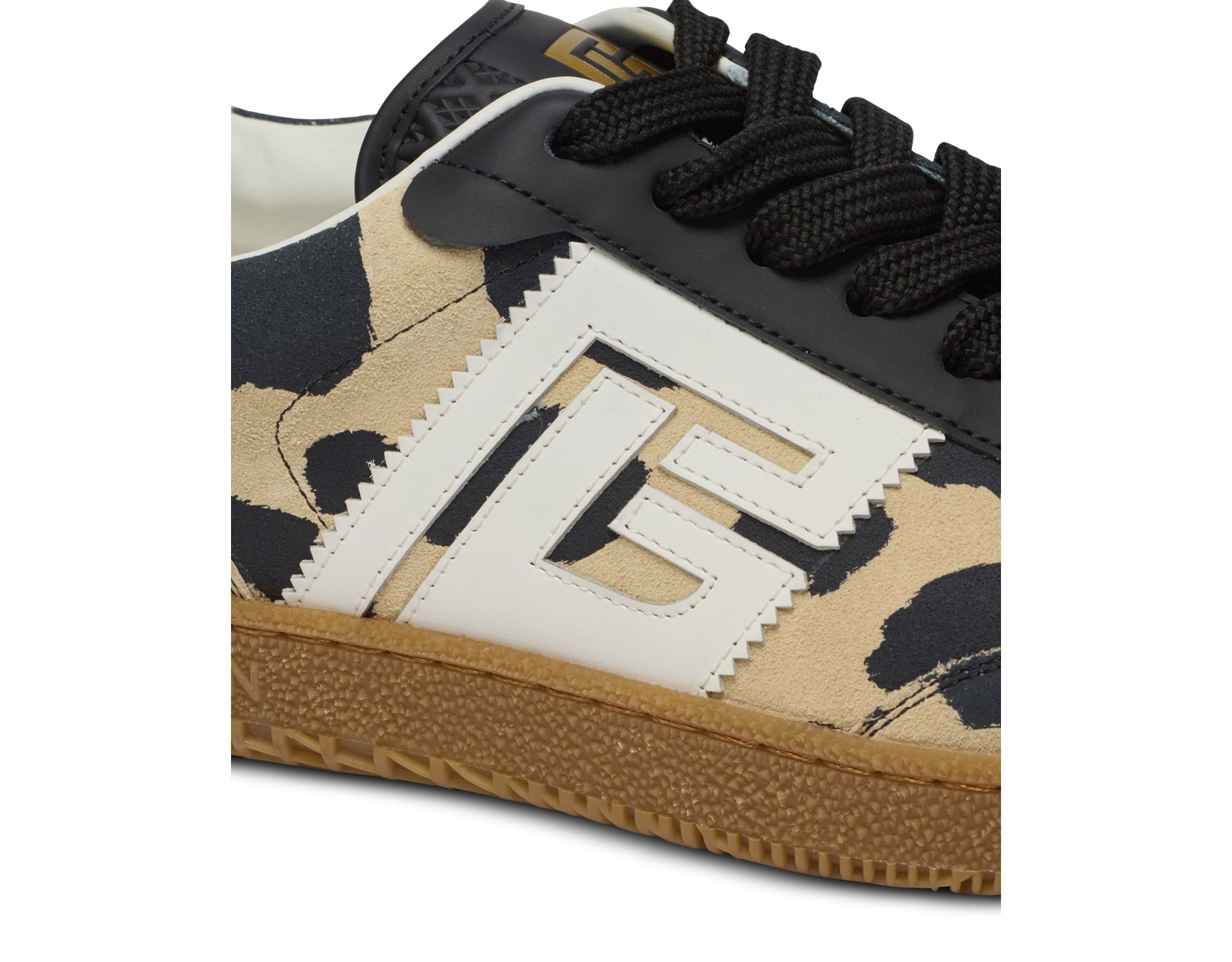 Women's Swan Leopard Print Suede Leather Trainers — Image 9