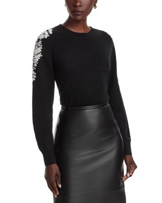 C by Bloomingdale's Cashmere - Embellished Embroidered Floral Cashmere Sweater - Exclusive