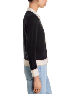 100% Cashmere Contrast Trim Cardigan - Exclusive