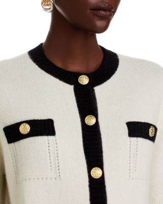 100% Cashmere Contrast Trim Cardigan - Exclusive