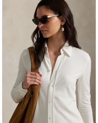 Buttoned Ponte Maxi Shirtdress