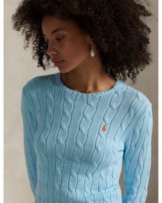 Cable Knit Cotton Crewneck Sweater