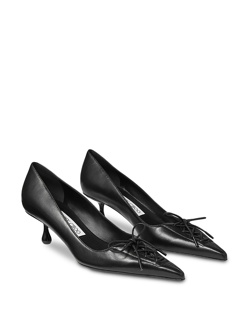 Jimmy Choo Scarlett Leather Lace-up Kitten Heel Pumps In Black