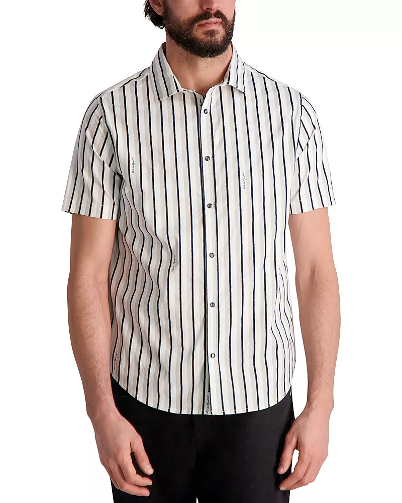 Karl Lagerfeld Striped Paris Striped Short Sleeve Logo Shirt