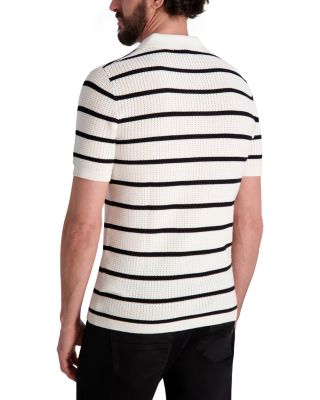 Striped Open Collar Polo Shirt