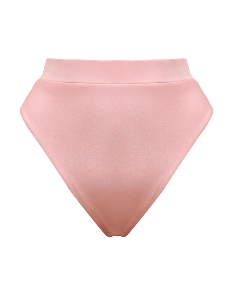 Patbo Lagoa Lycra High Waist Bikini Bottom In Pink