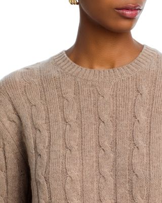 100% Cashmere Cable Knit Crewneck Sweater - Exclusive