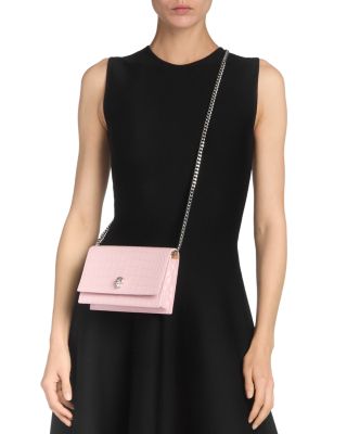 Skull Mini Croc Embossed Leather Crossbody Bag