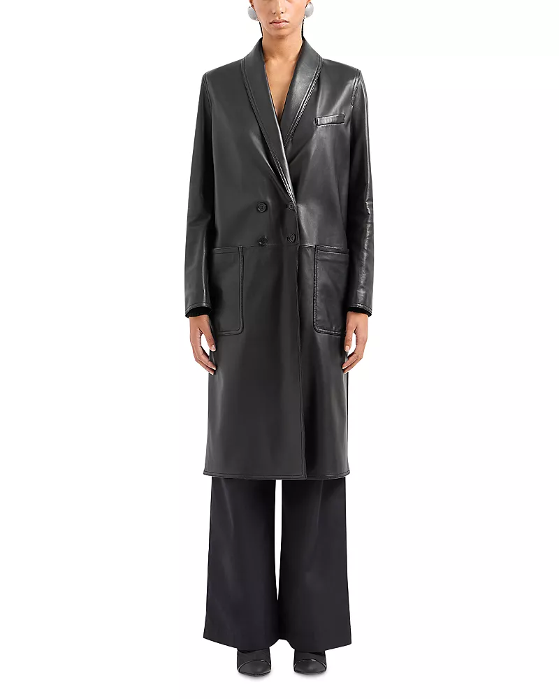Emporio Armani Leather Midi Coat